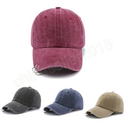 Fashion Hip Hop Baseball Cap With Ring Circle Washed Cotton Snapback Hats For Women Men Hat Adjustable Korean Gorras