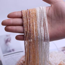 Chains Wholesale 2-3mm MINI Small Natural Rice Shape Pearl Necklace Strand String 10pcs/lot
