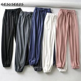 Women's Pants Casual Women 2022 Vintage Sweatpants White Black High Waist Trousers Joggers Korean Baggy Pink Spring & Capris