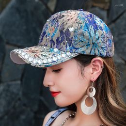 Ball Caps Women Sun Hats With Rhinestone UV Protection Shiny Decorate Baseball Cap Dance Show Personality Street Outdoor Hip Hop Hat