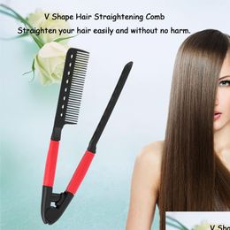 Hair Brushes Straightener Comb Straightening Brush V Shape Folding Salon Hairdress Styling Tool Drop Delivery Products Care Dhk2M