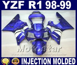 Stampo iniezione per il 1998 1999 Yamaha R1 kit carenati blu bianco 98 99 yzf r1 carenati yzfr1 kit per il corpo a buon mercato 7 regali7253595