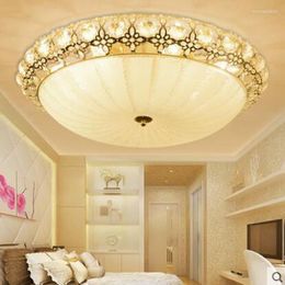Ceiling Lights European-style Gold Round Crystal Lamp Bedroom Dining Room Study Kitchen Led Lighting Aisle Corridor Fixture