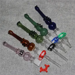 Mini Nectar Glass Pipes with 14mm Quartz Tip Oil Rig hookah Concentrate Dab Straw for water Bong