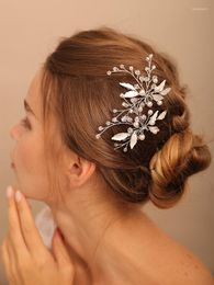 Headpieces Silver Leaves Bridal Hairpins Women Handmade Flower Hair Jewellery Ladies Accessories Tiaras Wedding Hairclips