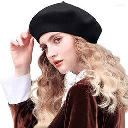 Berets 2022 Lady Spring Winter Beret Women's Hat Vintage French Wool Cap Kids Female Luxury Solid Colour Elegant Warm Bonnet MZ050