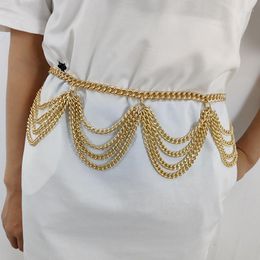 Belts Fashion Tassel Godl Chain For Women High Quality Luxury Punk Goth Golden Metal Belt Female Dress Waistband Harajuku