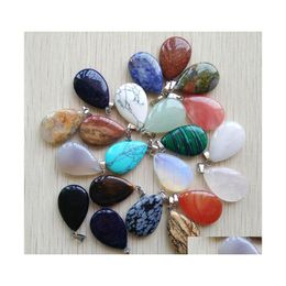 Arts And Crafts Natural Stone Charms Water Drop Tigers Eye Rose Quartz Opal Pendant Pendants Chakras Gem Fit Earrings Necklace Makin Dhgu7