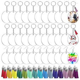 Keychains 30PCS Acrylic Keychain Blank Set Clear Circle Bulk With Ring For Vinyl DIY Craft