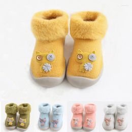 First Walkers Winter Products Children's Sock Shoes Lamb Wool Snow Socks Baby Embroidery Toddler
