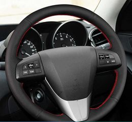 Car Steering Wheel Cover Non-Slip Cowhide Leather Accessories For Mazda 3 Axela 2008-2013 CX-7 CX7 2010-2016 Mazda 5 201-2013