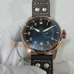 New High-Quality Men's Casual Watch 46mm Ref.500917 Business Pilot Version Fully Automatic Mechanical Movement with Leather Strap Sport Wristwatch