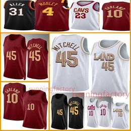 Darius Garland Jerseys Donovan 45 Mitchell 10 Clevelands Cavalier CAV Basketball Jerseys branco vermelho