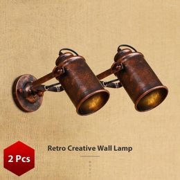 Wall Lamp Vintage Retro Lights Industrial Wrought Iron Bronze Lamps Living Room American Lampshade Chandelier