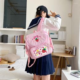 School Bags 2022 Japanese Cartoon Children Backpack Pink Girl Embroidery Strawberry Children's Schoolbag Student Girls Birthday Gift