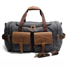 Duffel Bags 2022 Vintage Canvas Men Travel Carry On Luggage Bag Large Duffle Shoulder Weekend Overnight Big Tote Handbag