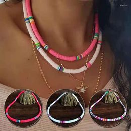 Chains Trend Personality Colored Soft Ceramic Clavicle Chain Bohemian Short Necklace Temperament All-match Gift