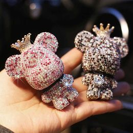 Interior Decorations Creative Crown Diamond Cute Bear Car Fragrance Perfume Clip Air Bears Aroma Car Decoration Air Fresher Decora175H