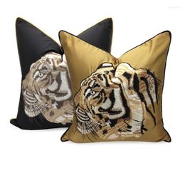 Pillow DUNXDECO Artistic Tiger Cover Decorative Couch Case Big Size Art Home Modern Luxury Embroidery Sofa Chair Coussin