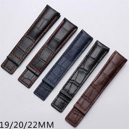 19mm 20mm 22mm leather strap for fit carrera monaco mens watch band black brown blue bracelet without buckle th watch329E