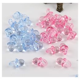 Party Favour Blue/Pink Transparent Acrylic Mini Pacifier Baby Shower Cake Decoration Birthday Gift Diy Decorations Paa10371 Drop Deli Ot6Ho