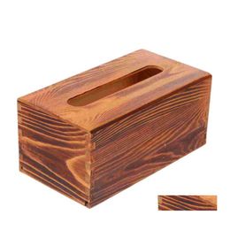 Tissue Boxes Napkins 1Pc Wooden Box Household Case Napkin Organiser Chic Holder Drop Delivery Home Garden Kitchen Dining Bar Table Otprn