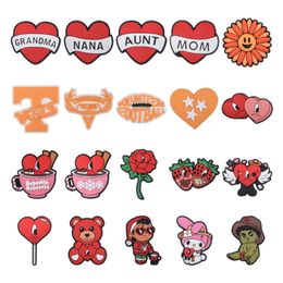 2023 bad bunny lover give Sweet Romantic Valentine Day Charms PVC Croc Shoe and Wristband Buckles Accessories red heart gift for friend sunflower