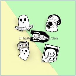 Pins Brooches Enamel Pin And Badges Ghost Radio Trunk Pattern Halloween Jewelry Cartoon Brooch Wholesale 1261 E3 Drop Delive Dhgarden Dhneh