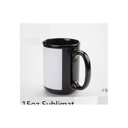 Mugs 15Oz Sublimation Blank Ceramics Mug With Round Handle Inner Color Black Surface Tumbler Colored Matte Clear Walls Thermal Seawa Ot3Ta