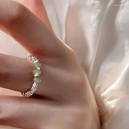 Wedding Rings OIMG Silver Colour Beaded Jade Adjustable For Women Accessories Trendy Elegant Simple Party Jewellery Birthday Gifts