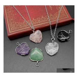 Arts And Crafts Natural Crystal Love Heart Shape Stone Charms Amethyst Rose Quartz Pendants For Jewellery Accessories Making Sports201 Dhazd