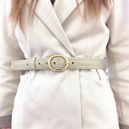 Belts High Quality Women Real Leather 3cm Width Golden Lock Buckle Dress Jeans Sweater Waistband Belt