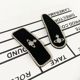 Hair Clips Barrettes Fashion Barrettes Designer Womens Autumn Winter Classic Black Rhinestone Luxury Brand BB Clip Leisure Hairclips High Sense Hairpin T230301