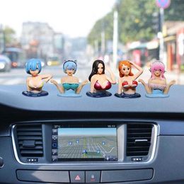 Interior Decorations New Shaking Chest Girls-Car Dashboard Ornament Sexy Cute Anime Dolls Plump Shape Car Interior Accessories Motorcycle Decoration T221215