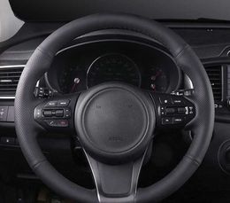 Customized Car Steering Wheel Cover Hand Sewing Non-Slip Genuine Leather Braid Auto Interior Accessories For Kia Sorento 2015