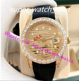 4 Style New 41mm II GMT Big DateTexture Full Diamond Dial Bezel Automatic Mens Watch 316L SS Steel rubber Bracelet Fashion Men's Watches