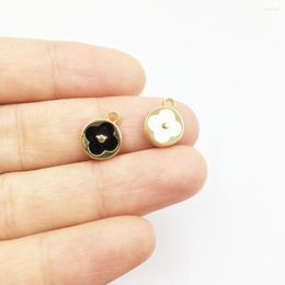 Charms Eruifa 10pcs 9mm Flower Epoxy Coin Zinc Alloy Necklace Earring Bracelet Jewellery DIY Handmade 2 Colours