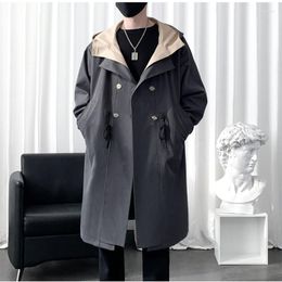 Men's Trench Coats Spring Long 2023 Style Coat Men's High Quality Casual Hoooded Jackets Men Clothing Windbreakers FY62
