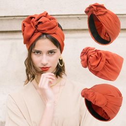 Ethnic Clothing Bonnet Women Turban Pure Colour Casual Lady Headscarf Hat Adult Fashion Cap French With More Belt Method Spot Goods