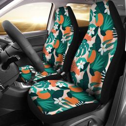 Car Seat Covers Orange Green Floral Flowers Pair 2 Front Protector Accessories