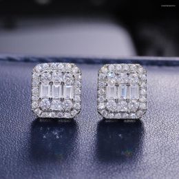 Stud Earrings YH-ZL Luxury Female Crystal White Zircon Simple Square Vintage Wedding For Women