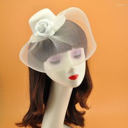 Headpieces Gauze Rose Top Hat Hair Accessories Bride Wedding Dress Retro Elegant Headdress Korea Japan Black White