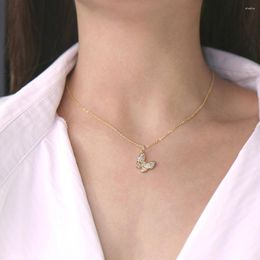 Chains Shiny Butterfly Necklace Female Exquisite Micro-Inlaid Zircon Pendant Clavicle Chain Gold Plated Wedding Party Jewellery