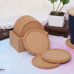 Table Mats 2Pcs Round Cork Coasters Set Coffee Cup Mat Drink Tea Pad Placemats Wine Decor Heat Insulation Pot Holder