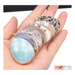 Arts And Crafts Waterdrop Turquoise Healing Stone Charms Aventurine Quartz Crystal Gold Edged Pendant Diy 30X45Mm Sports2010 Drop De Dhoky