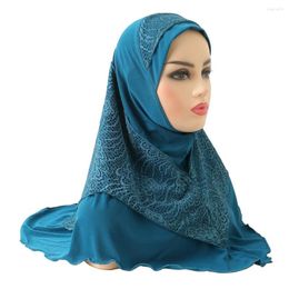 Ethnic Clothing H126 Latest Muslim Big Girls Amira Hijab With Lace Layer High Quality Islamic Scarf Arab Hat Women's Headwrap Ramadan