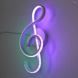 Wall Lamp Musical Note LED Lamps Nordic Simple RGB Shaped Bedside Spiral Night Light Living Room Bedroom Lighting Decoration