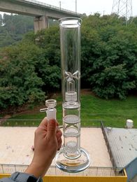 Clear Glass Bong Hookahs with Honeycomb Percolators Straight Oil Dab Rig Shisha for Smoking with Female 18mm Joint