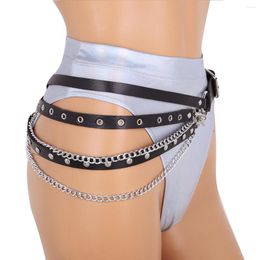 Belts Sexy Harness Belt For Women Harajuku Faux Leather Waist Punk Gothic Metal Chains Waistband Strap Fashion Restraints Girdle