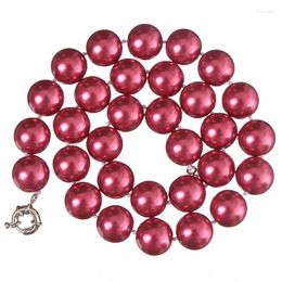 Chains Pearl Necklace Red Shell Simulated Round Beads 10mm Elegant Women Weddings Party Gift Jewellery Making 18inch